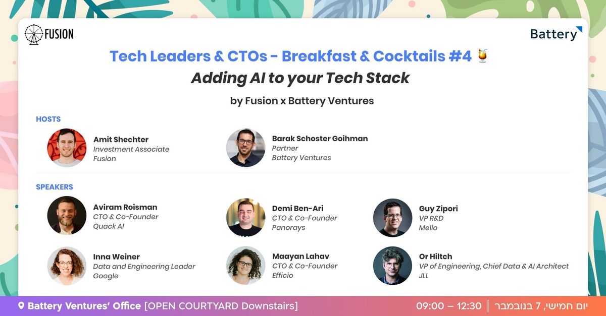 Tech Leaders & CTOs - Breakfast & Cocktails #4: Adding AI to your Tech Stack 