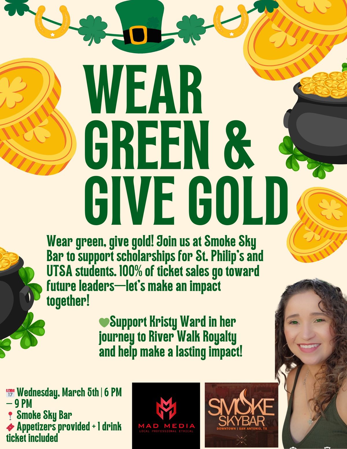 \ud83c\udf40 Wear Green & Give Gold \u2013 A River Walk Royalty Fundraiser \ud83c\udf40\n\n