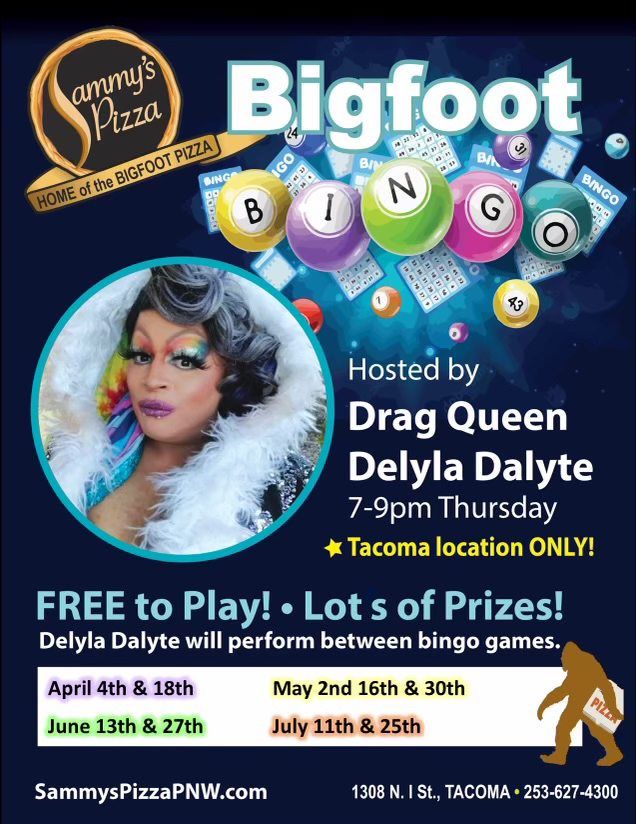 Bigfoot Bingo is coming, and we're thrilled to have drag queen Delyla Dalyte hosting!