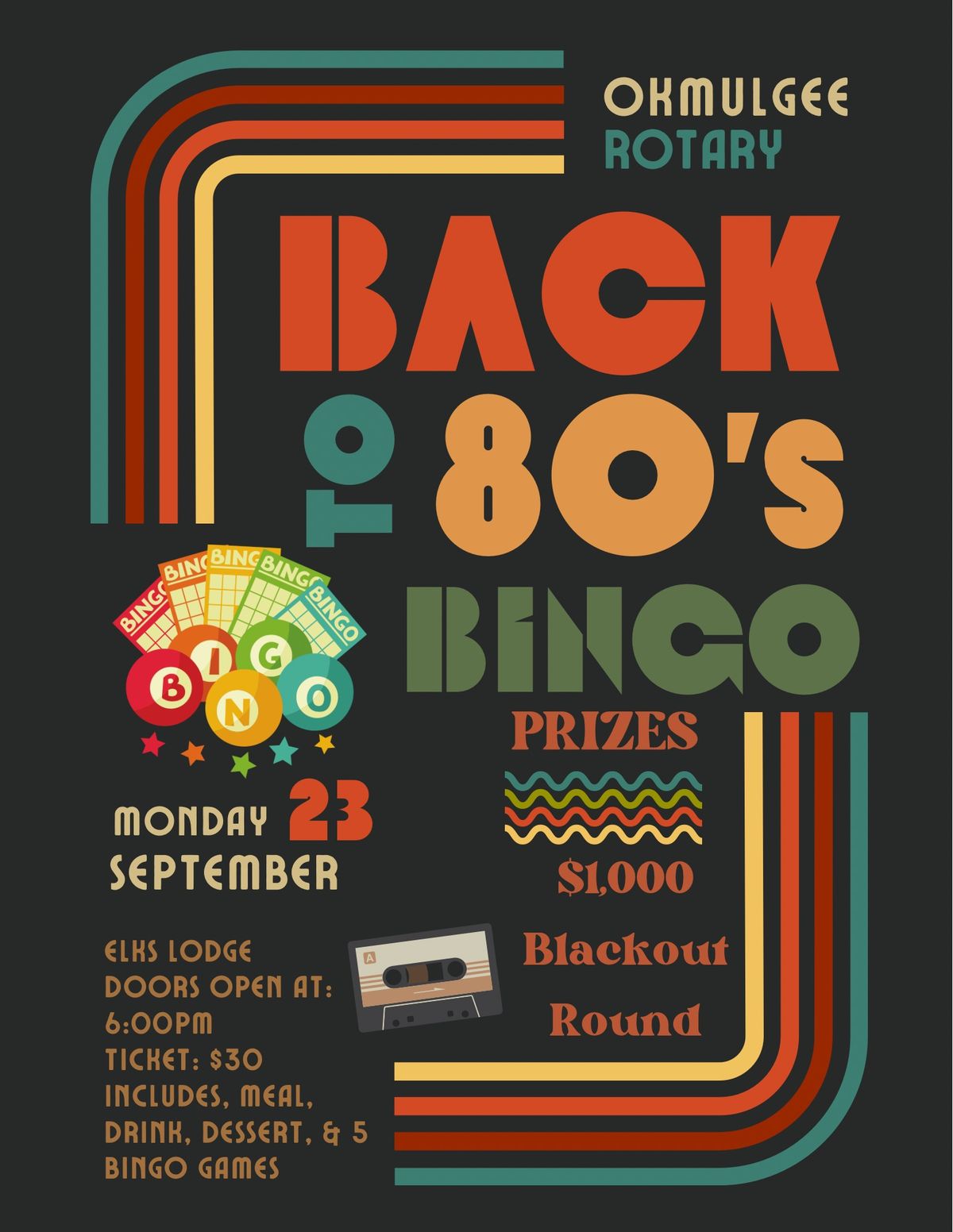 Okmulgee Rotary- Back to 80\u2019s Bingo