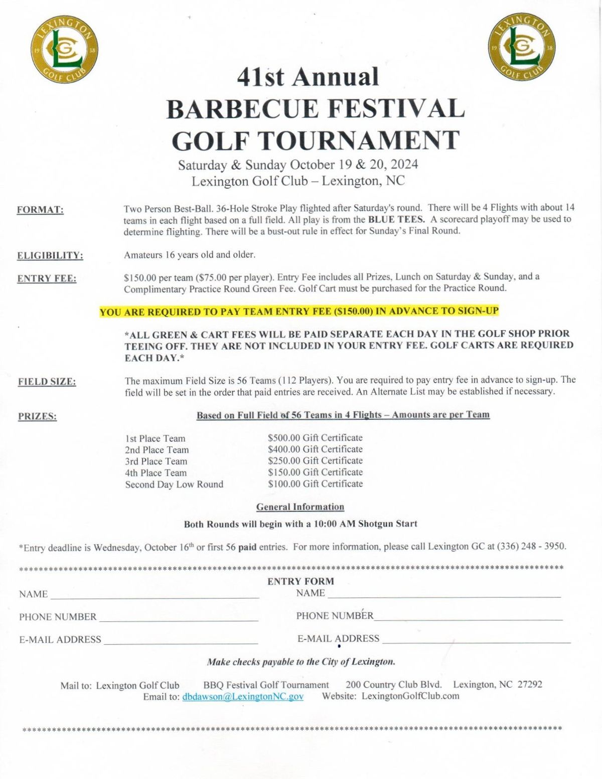 41st Annual Barbecue Festival Golf Tournament 