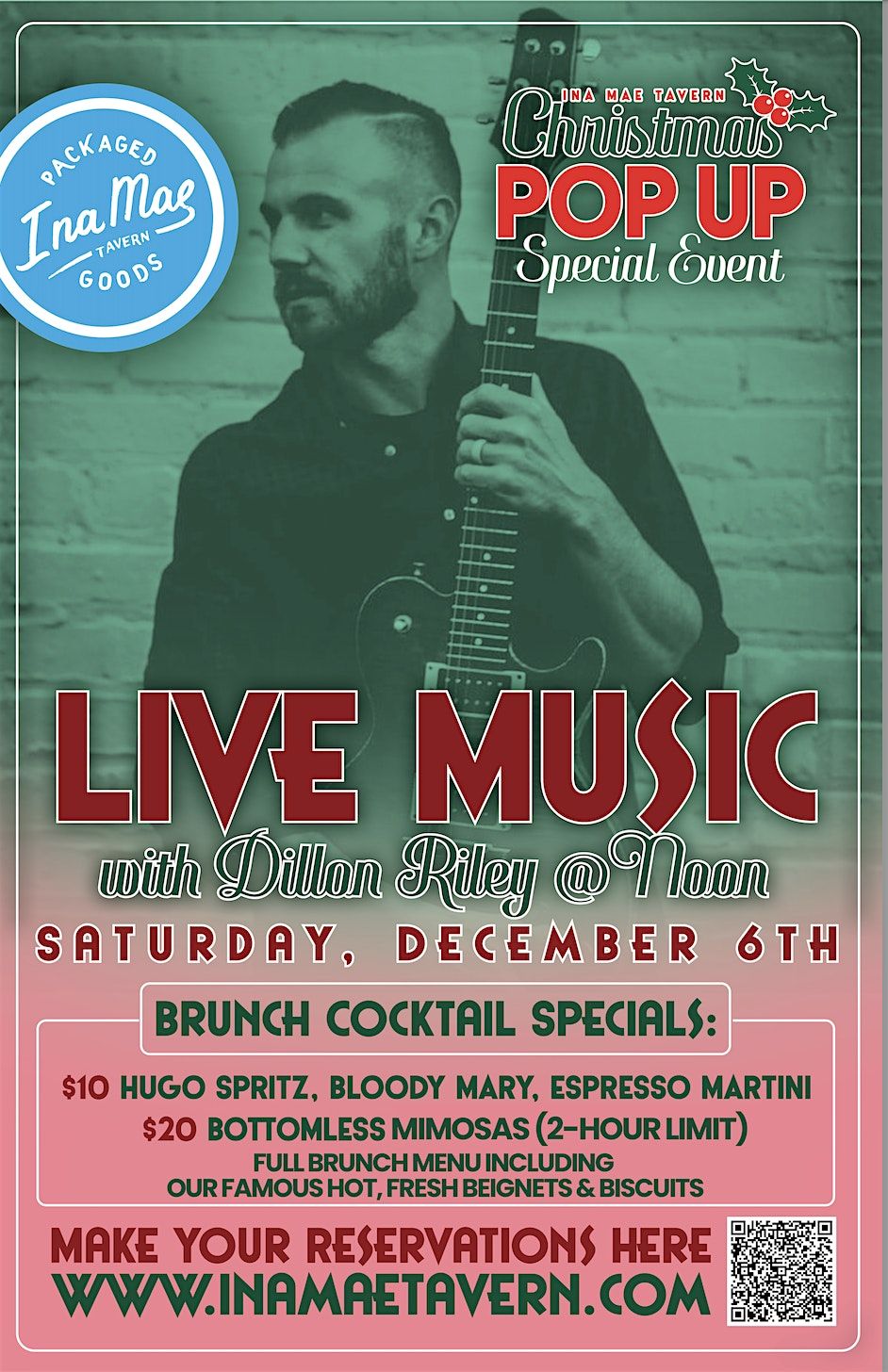 Ina Mae Tavern in Wicker Park Christmas Pop-Up: Dillon Riley Live + Brunch