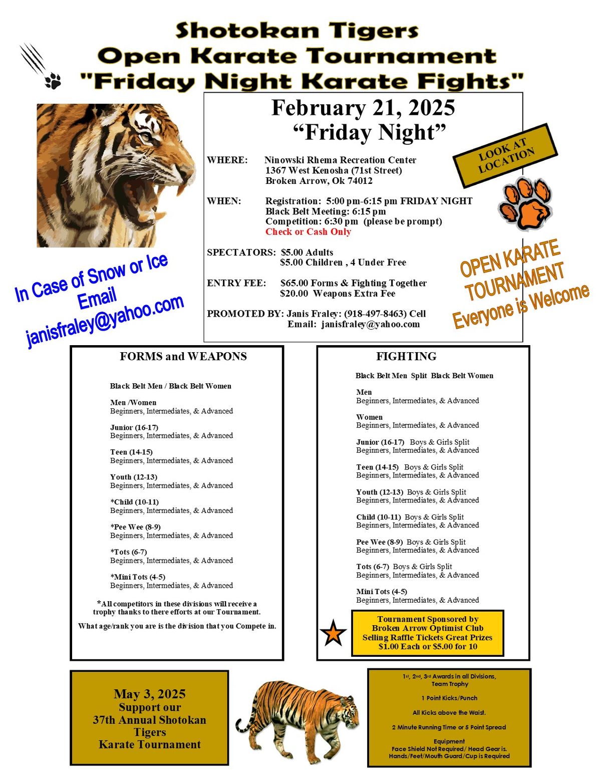 Shotokan Tigers Open Karate Tournament Friday Night Karate Fights