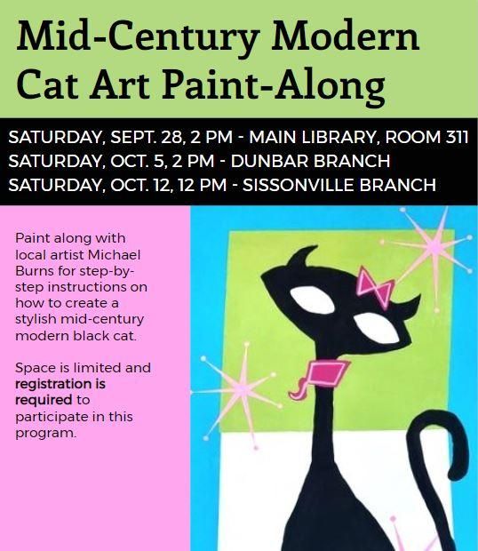 Paint-Along: Mid-Century Modern Black Cat - Sissonville Branch Library