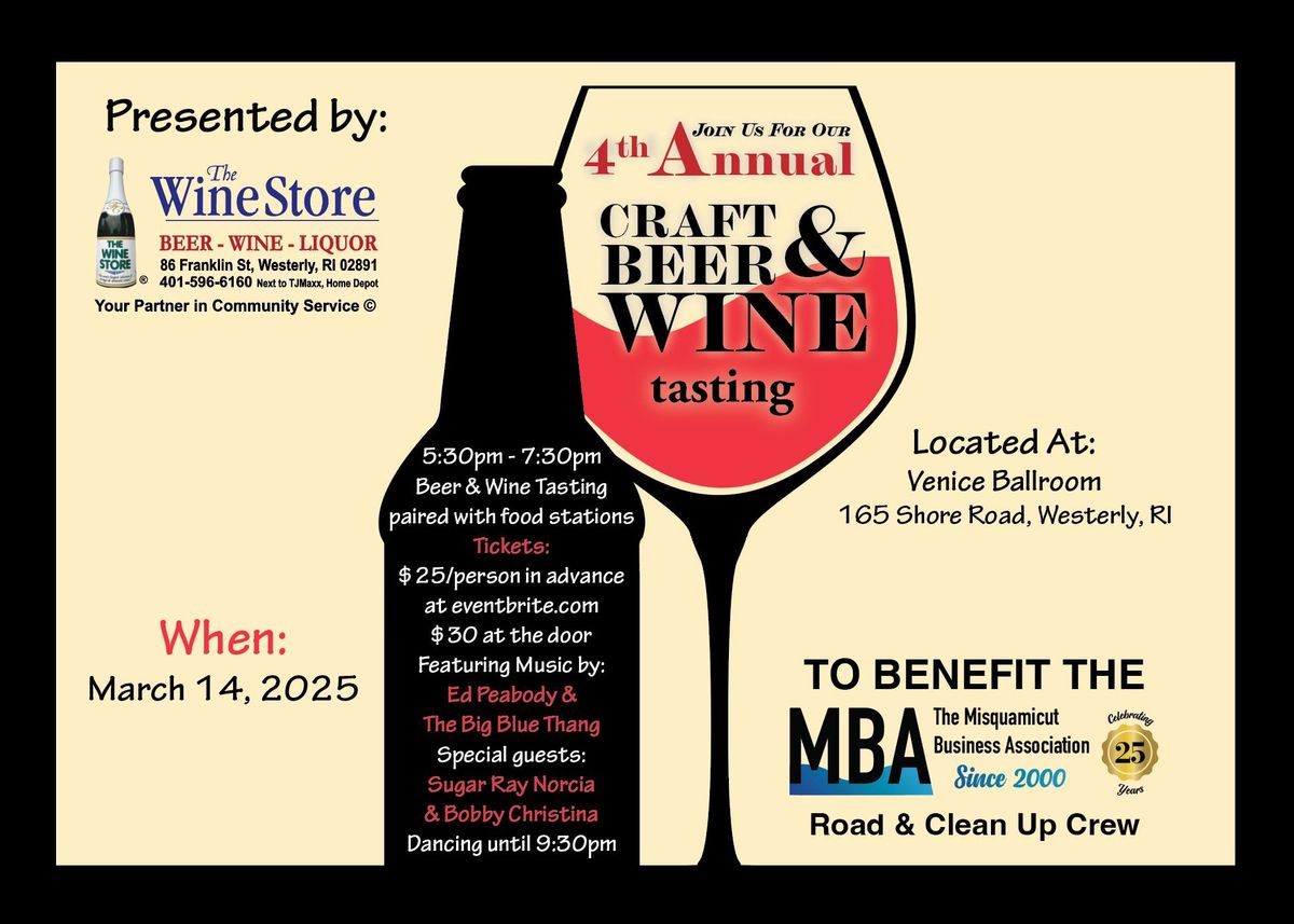 Craft Beer & Wine Tasting with Ed Peabody, Bobby Christina and Sugar Ray Norcia