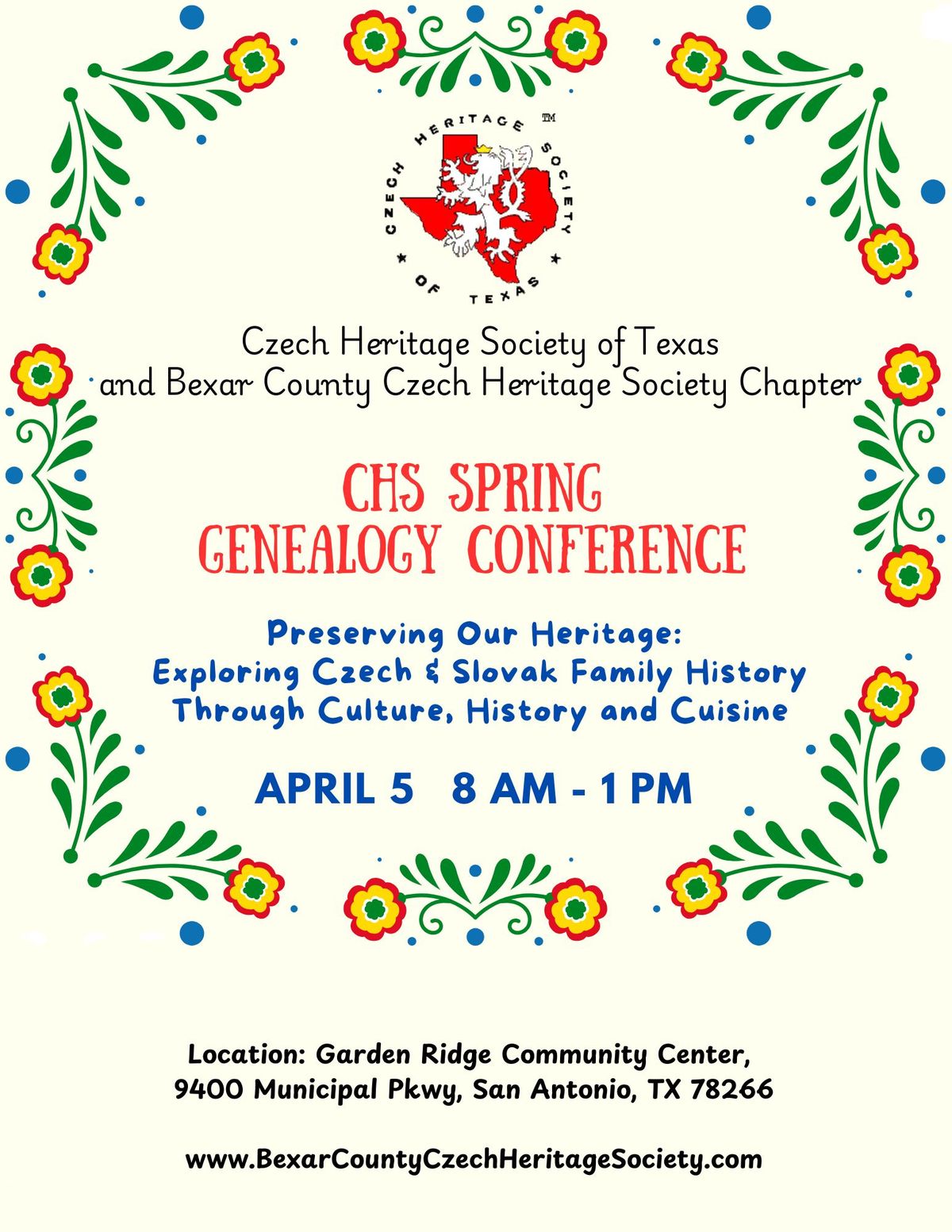 Czech Heritage Society - Spring Genealogy Conference