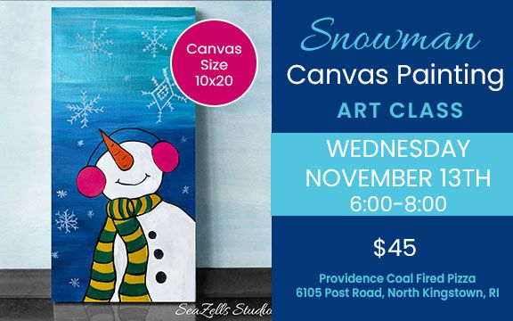 Snowman on Canvas Painting Class (10x20)