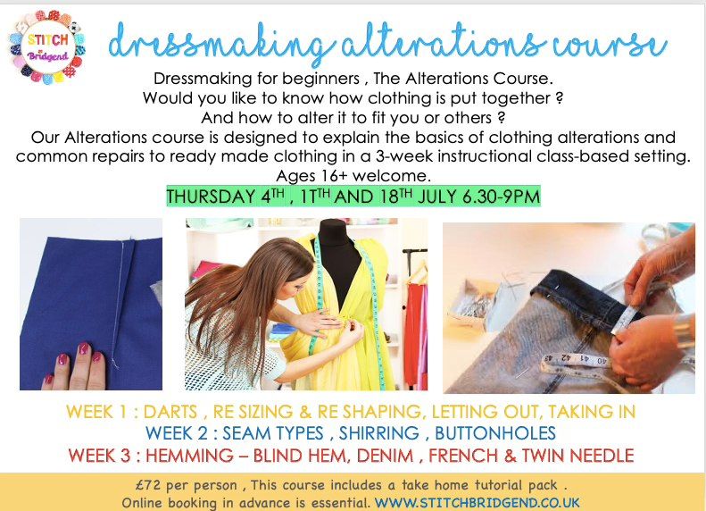 CLOTHING ALTERATIONS SEWING COURSE JULY