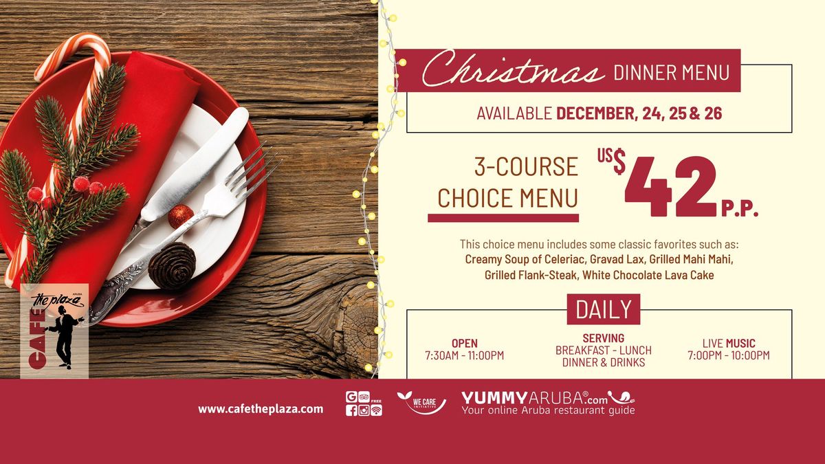 Enjoy a Delicious Christmas Dinner at Caf\u00e9 the Plaza