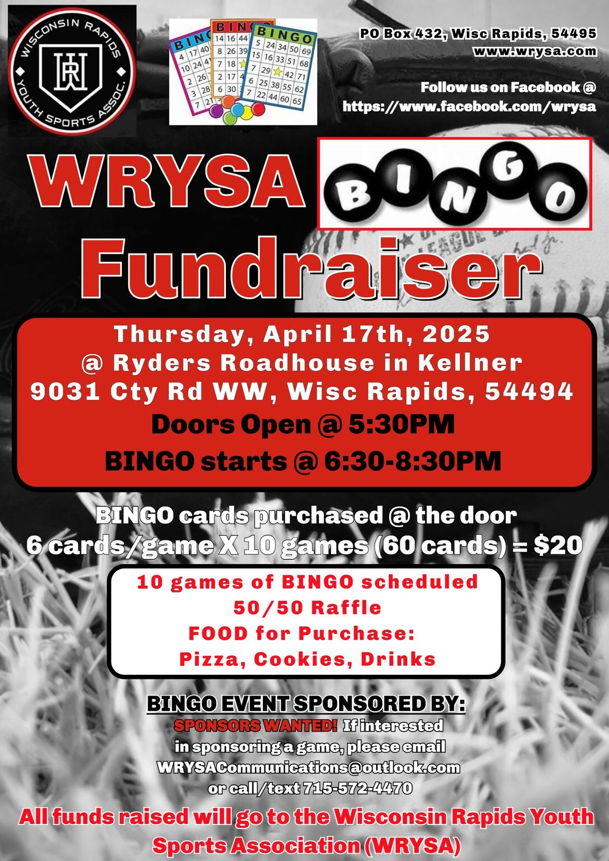 WRYSA BINGO Fundraiser - @ Ryders Roadhouse (The Fallback)