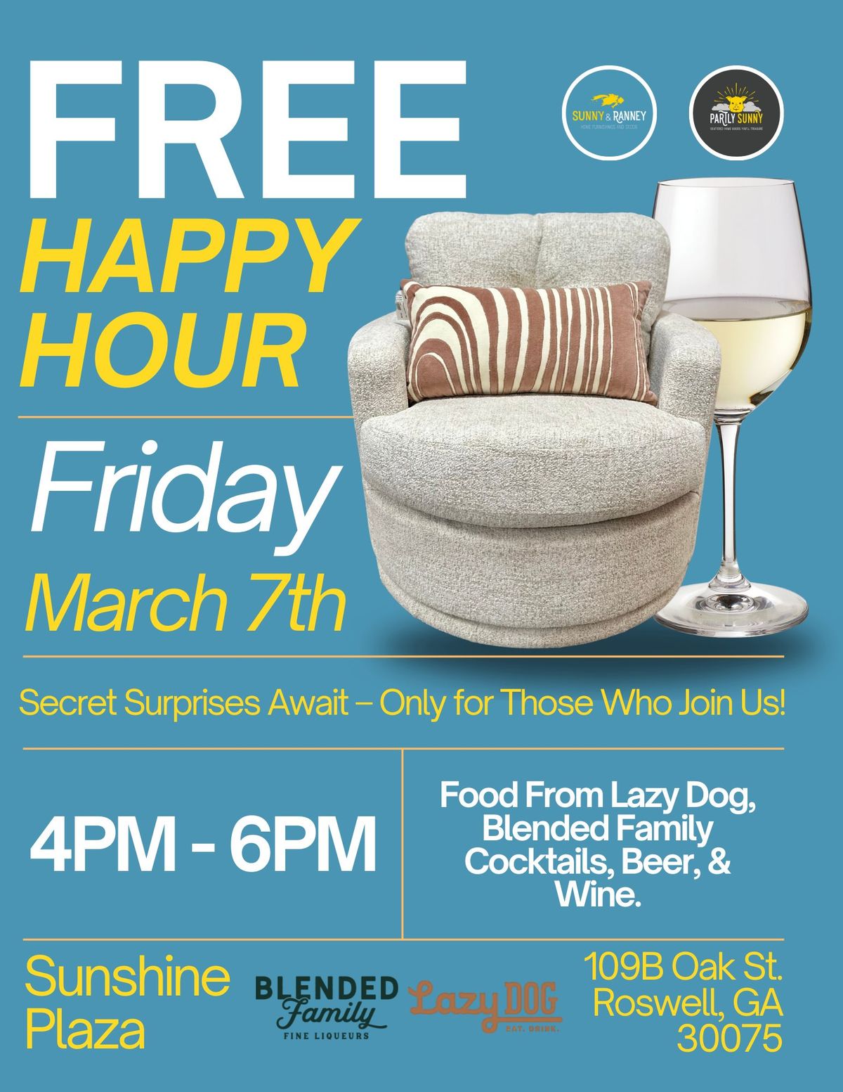 FREE HAPPY HOUR \ud83e\udd42\ud83d\udecb\u2600\ufe0f