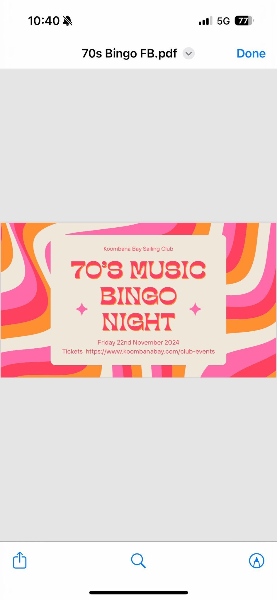 70\u2019s Music Bingo