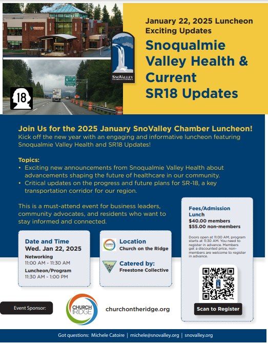 2025 January Chamber Luncheon - Exciting News from Snoqualmie Valley Health & Updates on SR18 