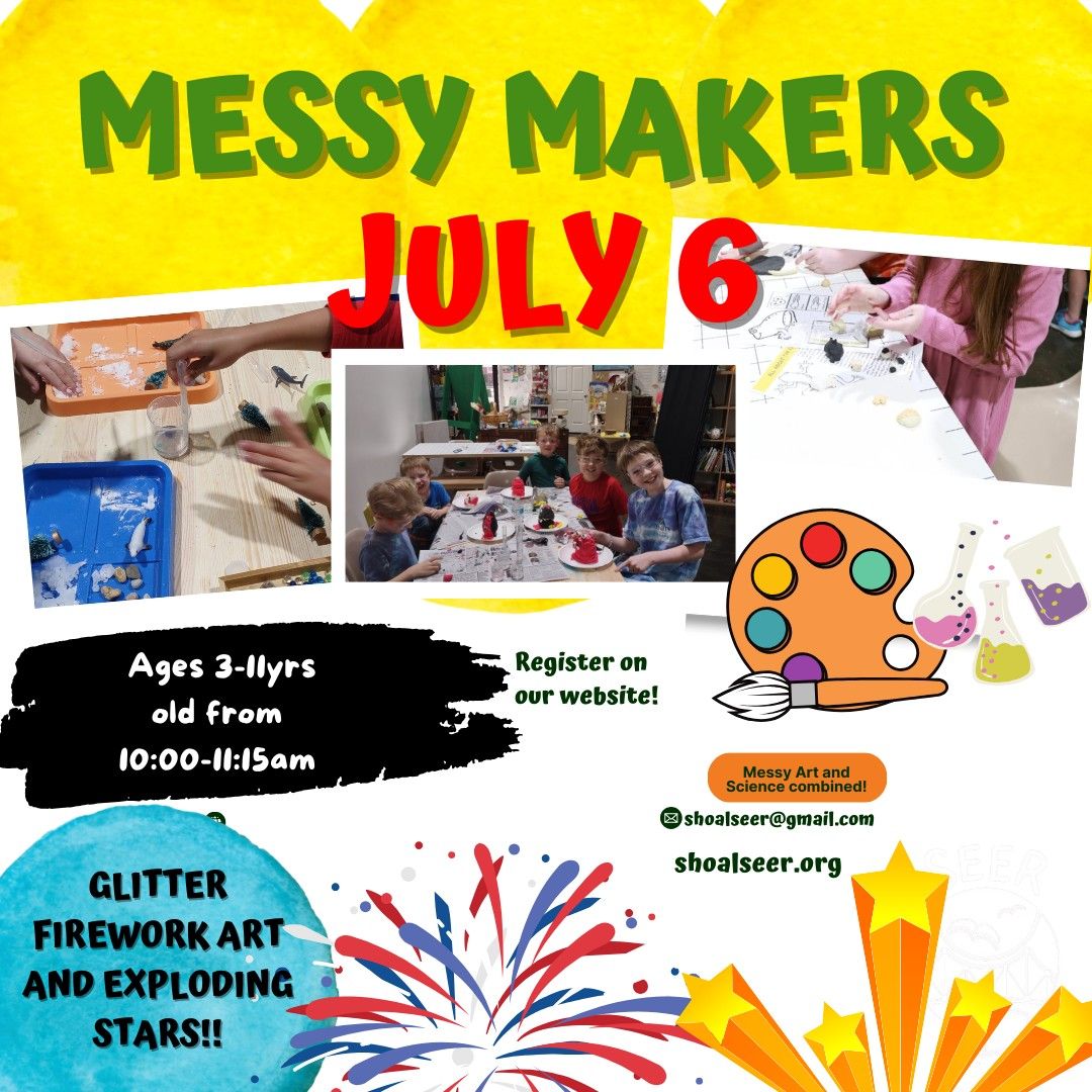 Messy Makers - July 6 - Glitter Firework art and Exploding Stars