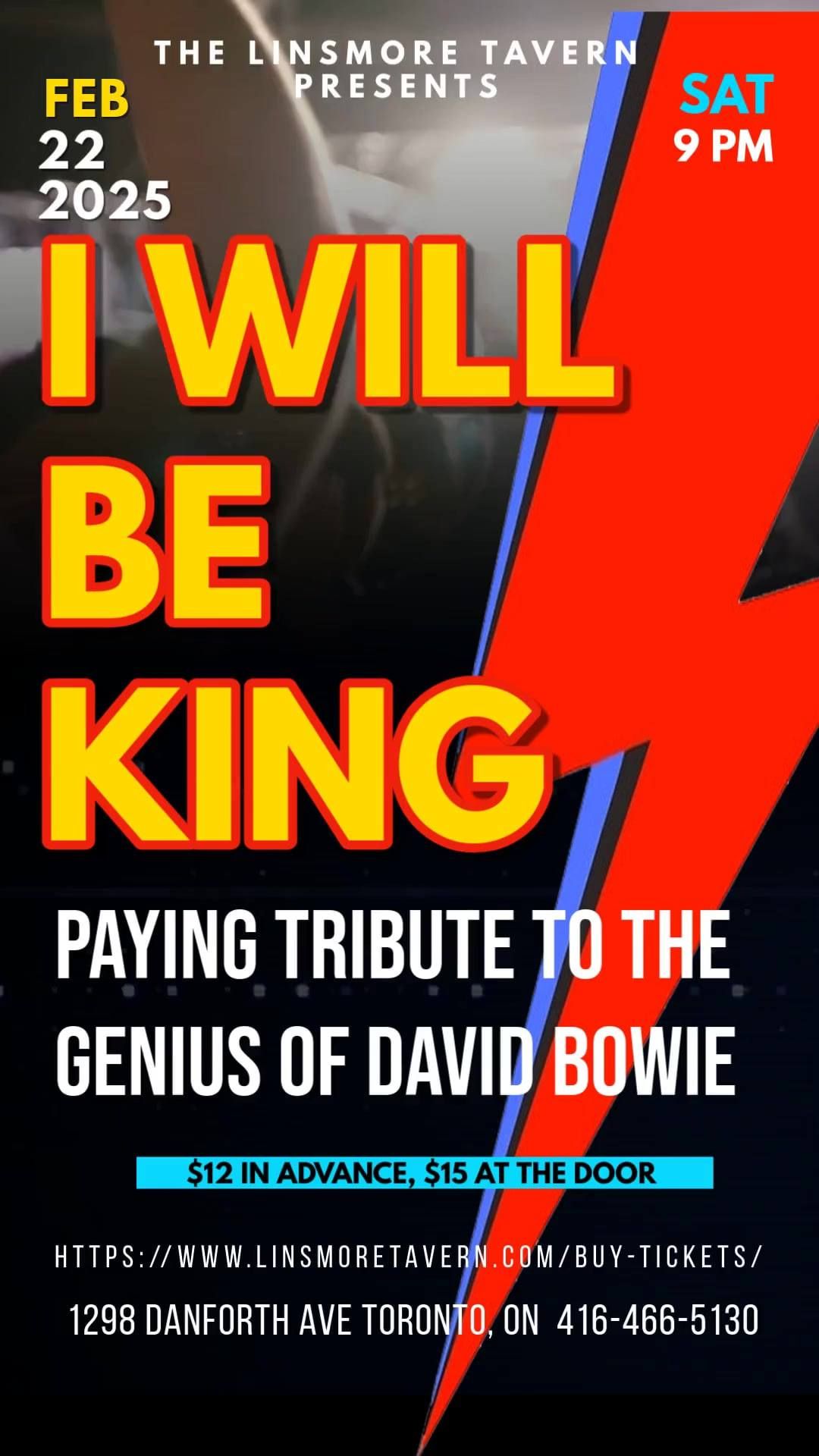 I Will Be King: Paying Tribute To The Genius of David Bowie Live at the Linsmore Tavern!