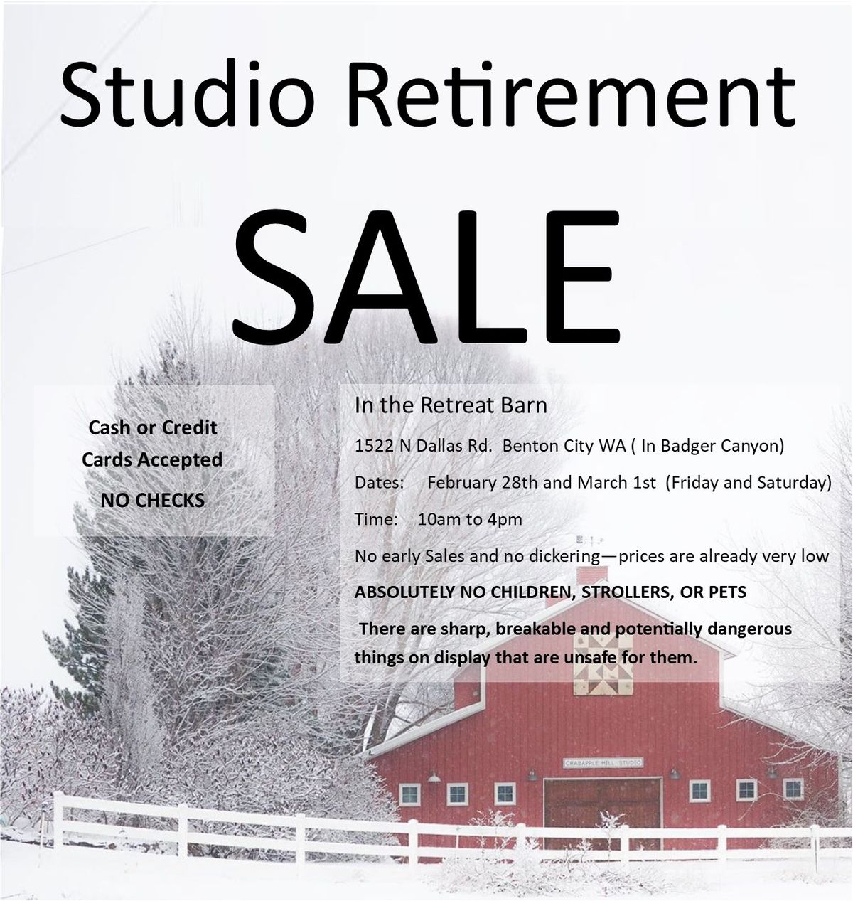 Studio Retirement Sale