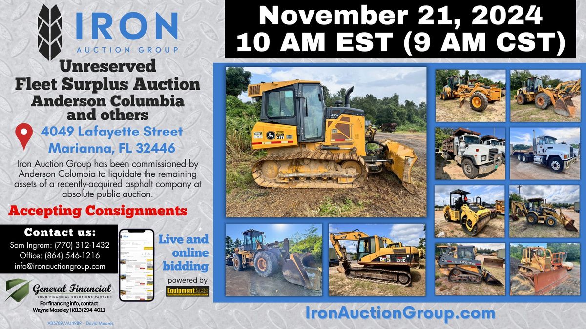 Unreserved Fleet Surplus Auction - Anderson Columbia and others