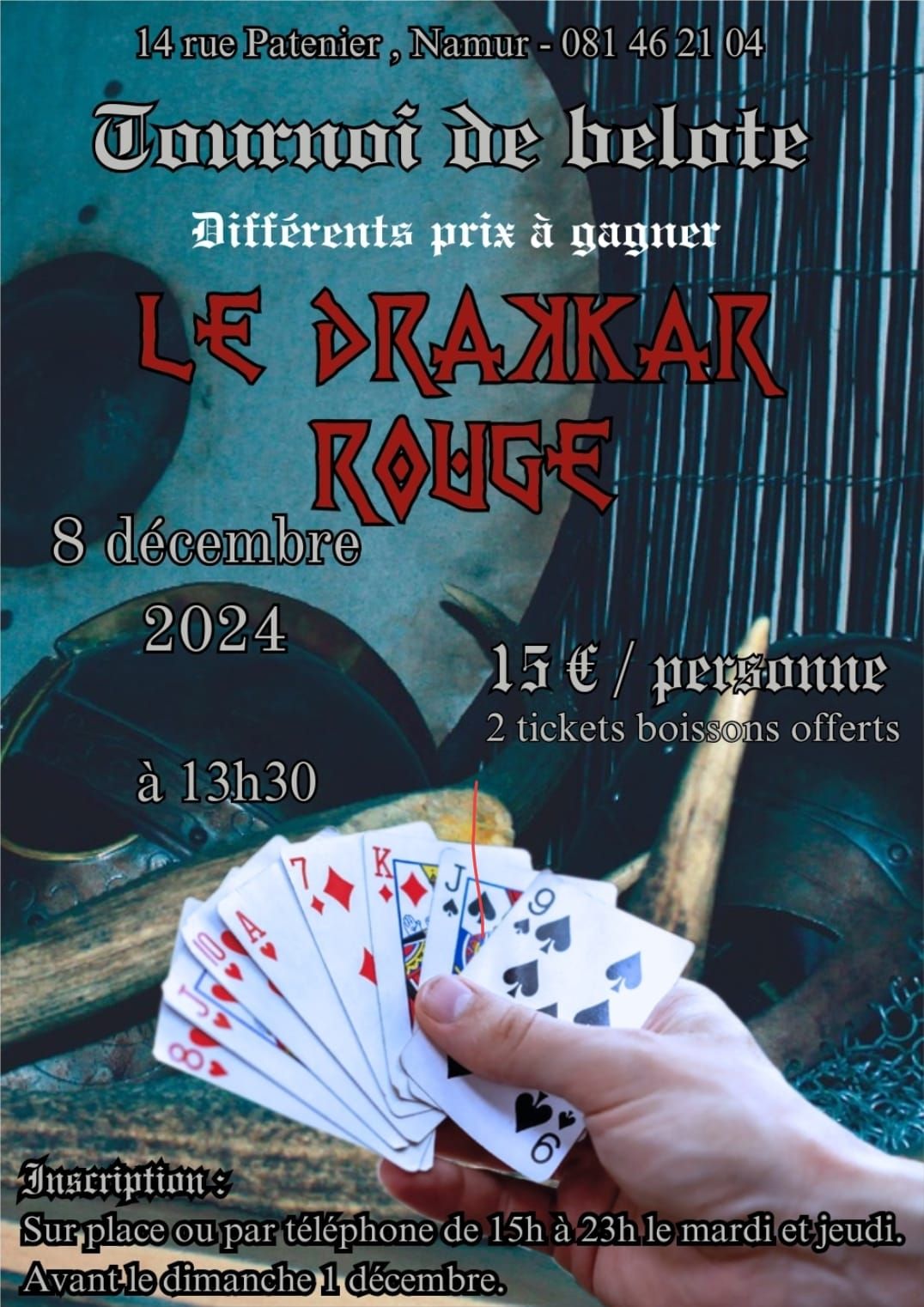 tournois de belote au drakkar rouge 