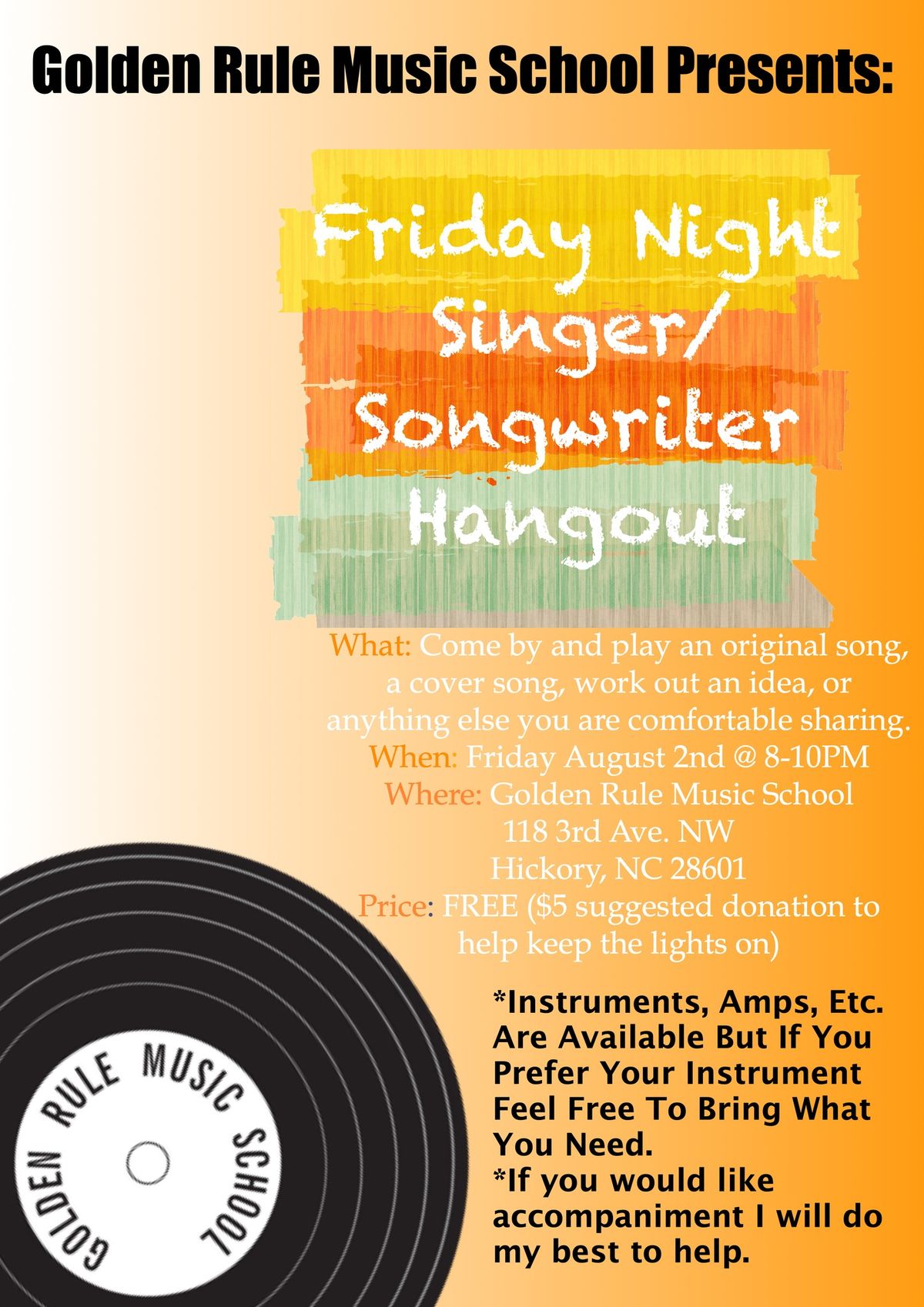 Friday Night Singer\/Songwriter Hangout