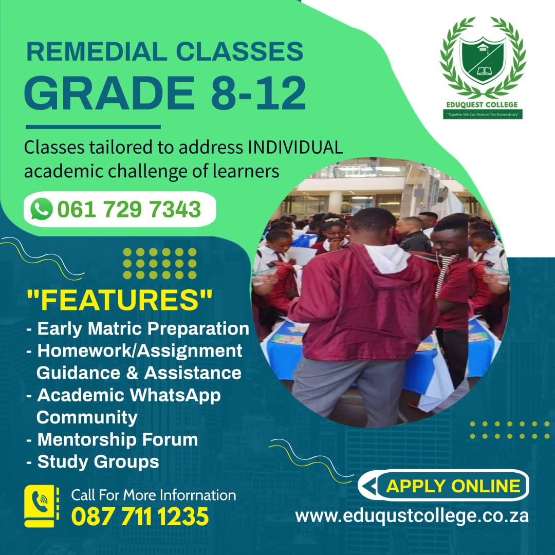 REMEDIAL CLASSES FOR GRADE 8 - 12