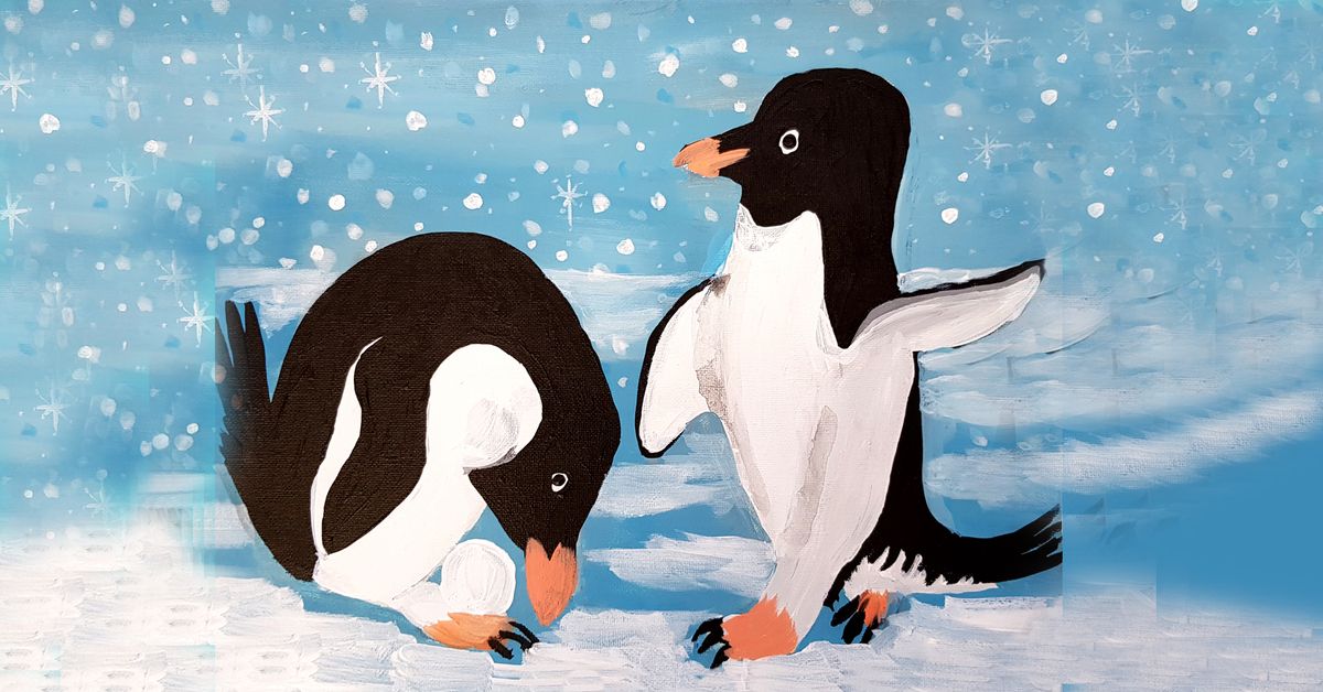 Kids Paint & Sip - Penguin Painting on canvas (7-14yrs)