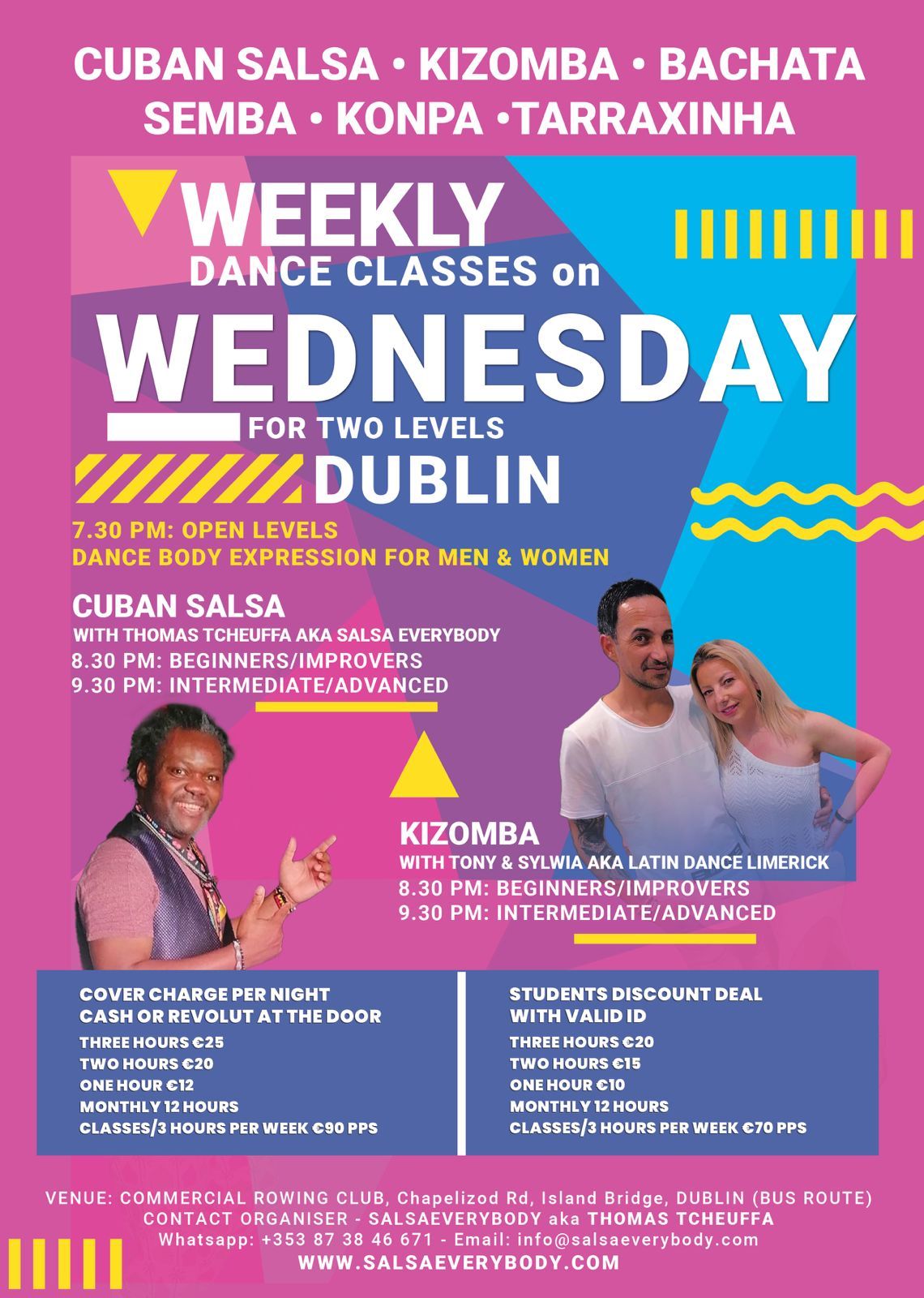 DUBLIN-#CUBANSALSA #KIZOMBA WEEKLY DANCE #CLASSES-#WEDNESDAY