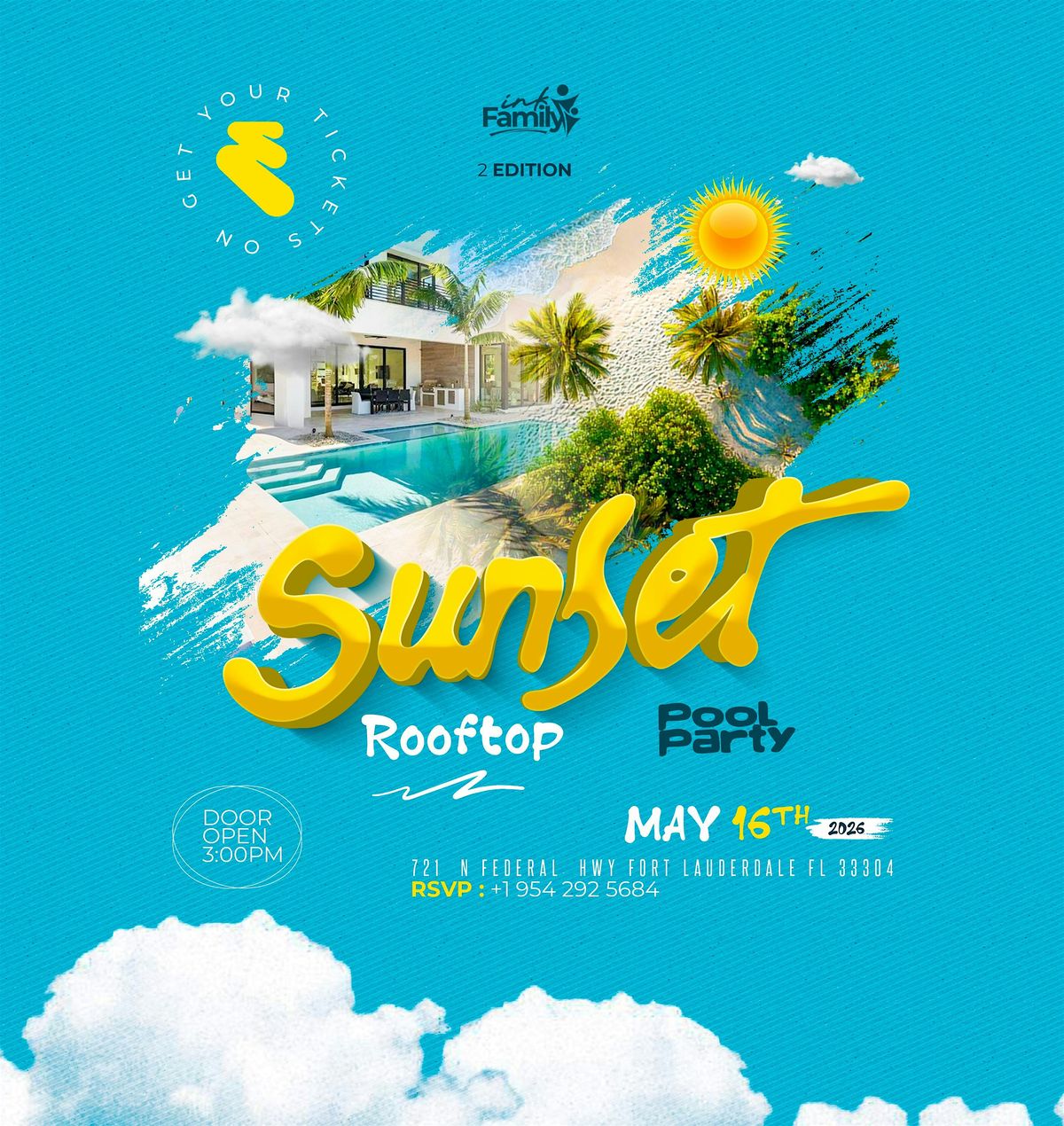 Sunset rooftop pool party