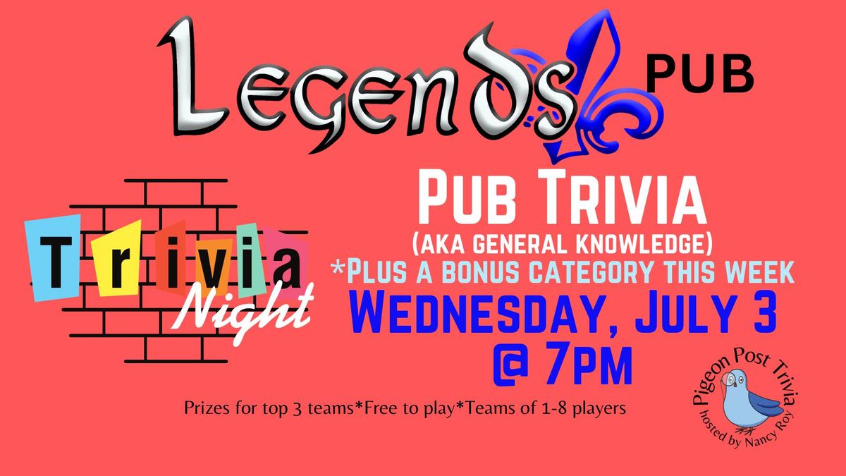 Wednesday TRiViA at Legends Pub 