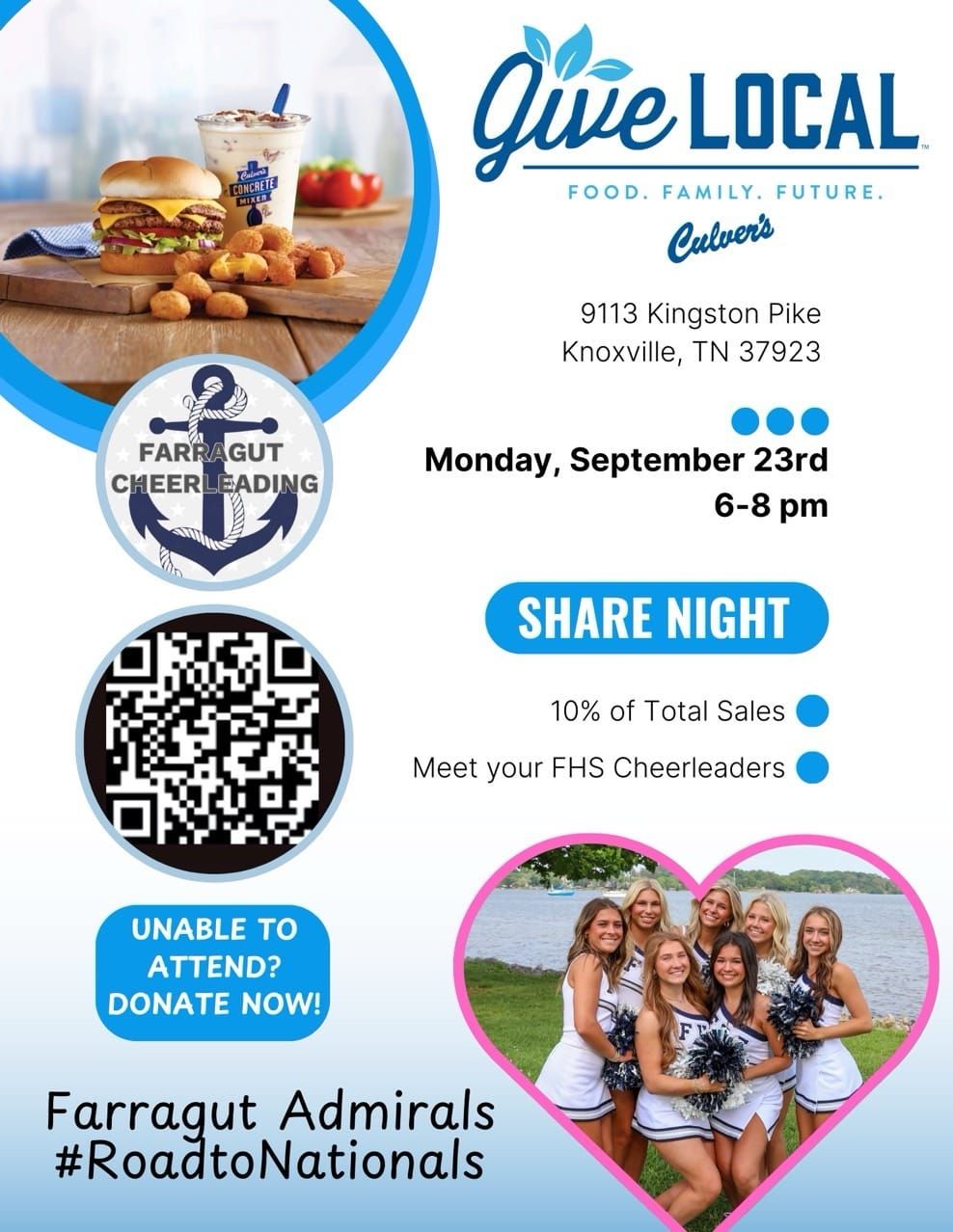 Culver's Spirit Night with FHS Cheerleaders 