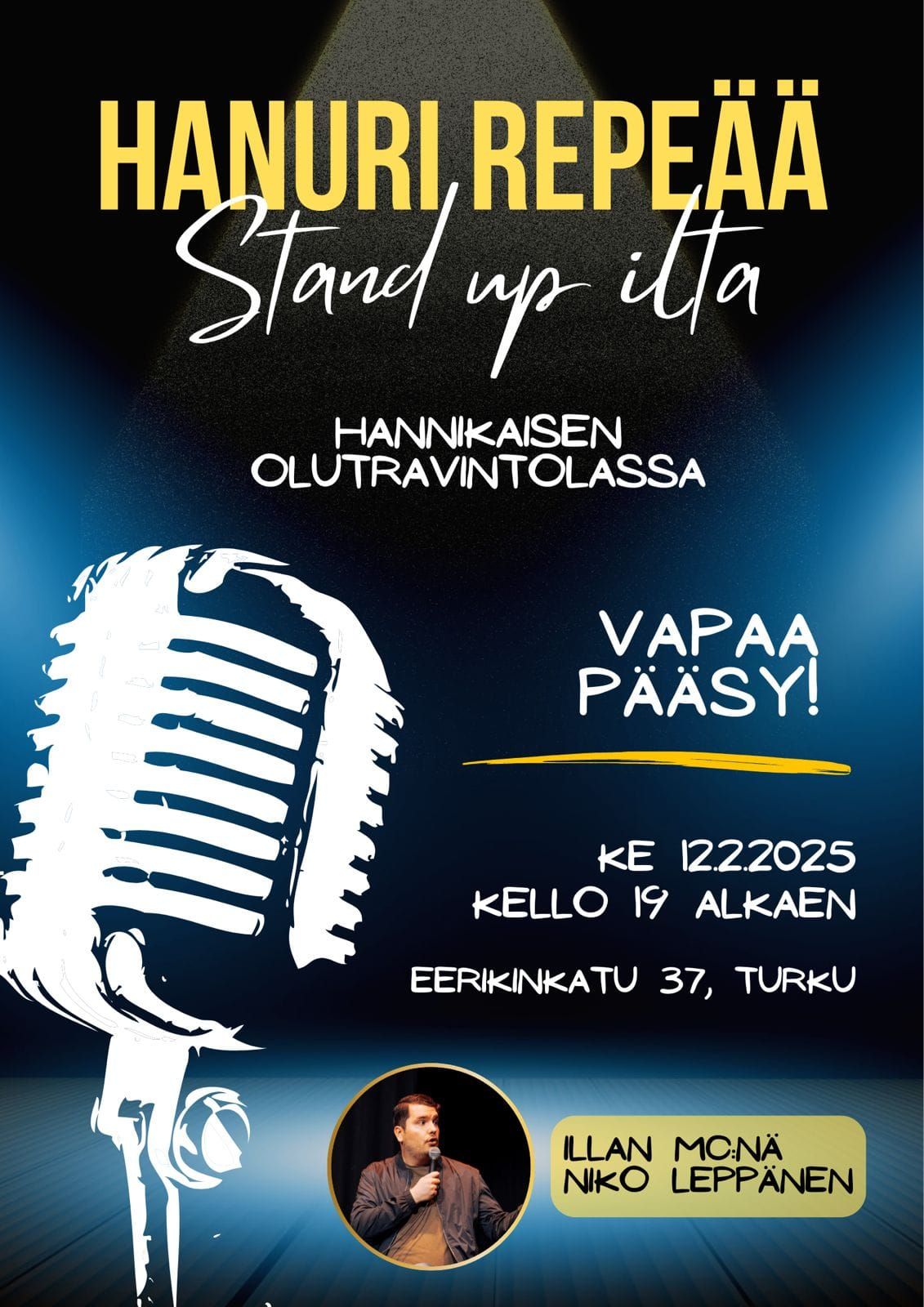 Hannikaisen Stand up: Hanuri repe\u00e4\u00e4!