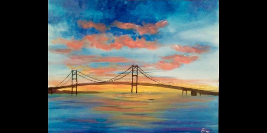 Mackinac Bridge | Mimosas Sunday @ Wine and Canvas \u2013 Grand Rapids