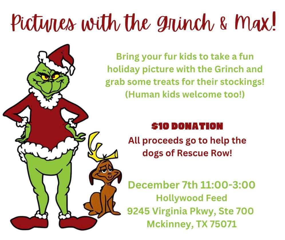 Pictures with the Grinch and Max at Hollywood Feed in McKinney!