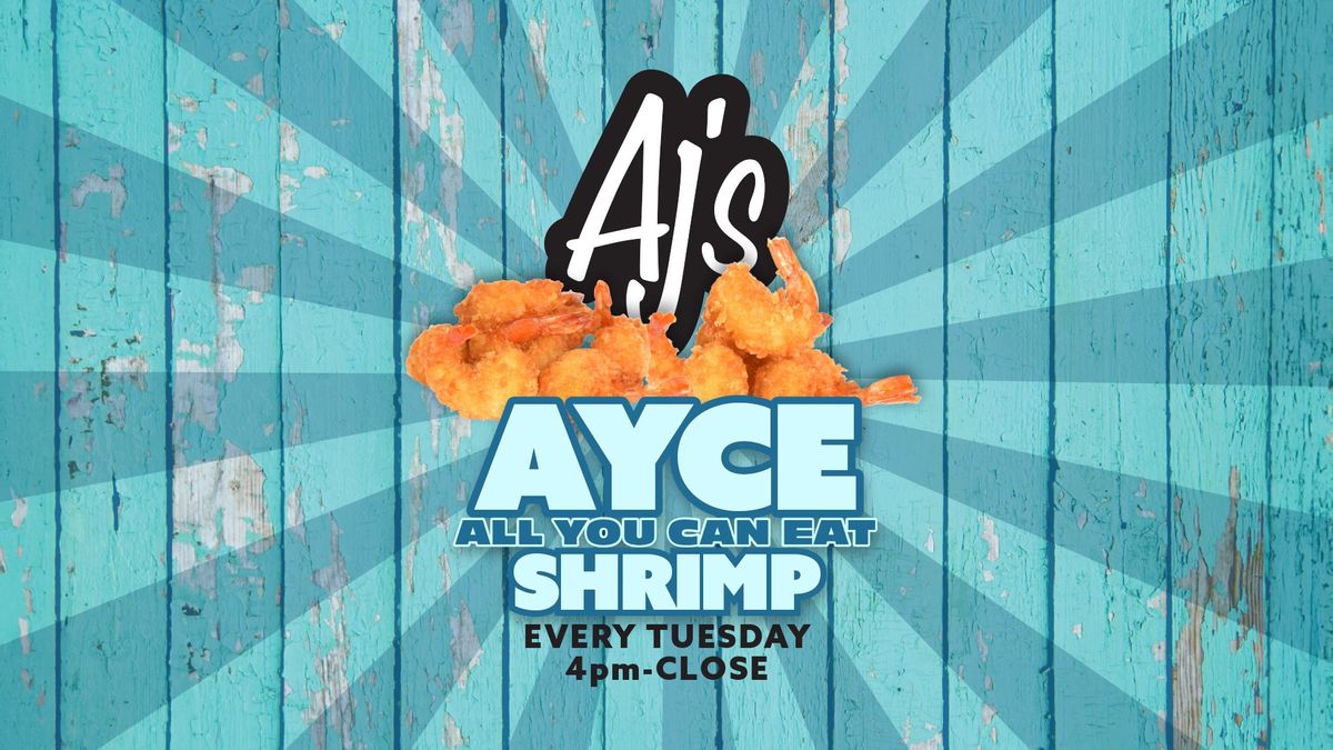 Tuesdays at AJ's on the Destin Harbor- AUCE Shrimp Dinner! 