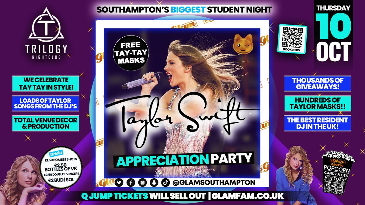 Glam -\ud83d\udc83 TAYLOR SWIFT APPRECIATION EVENT! \ud83e\udd29 | Southampton's Biggest Student Night