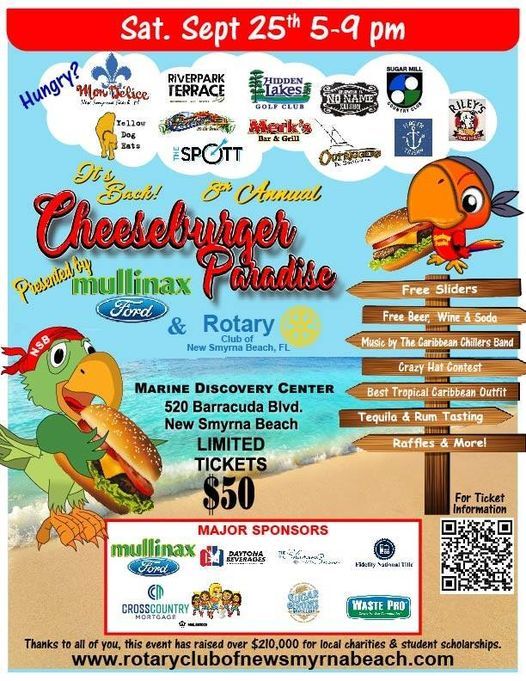 Cheeseburger Paradise Presented By Mullinax Ford Marine Discovery Center New Smyrna Beach 25 September 21