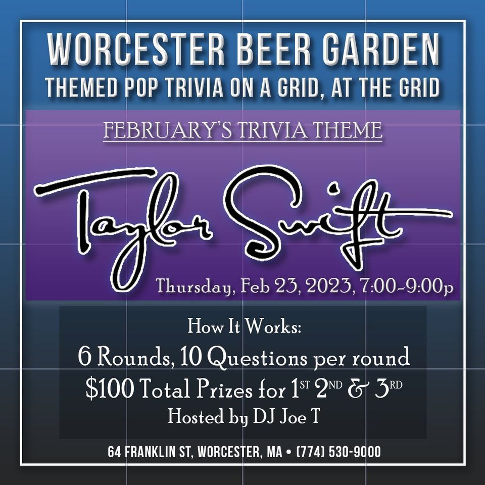 Taylor Swift Themed Trivia Night at the Worcester Beer Garden