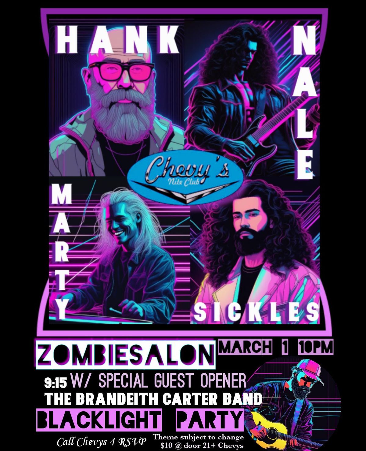 Zombie SALON at Chevy's ! w\/special guest opener Brandeith Carter Band