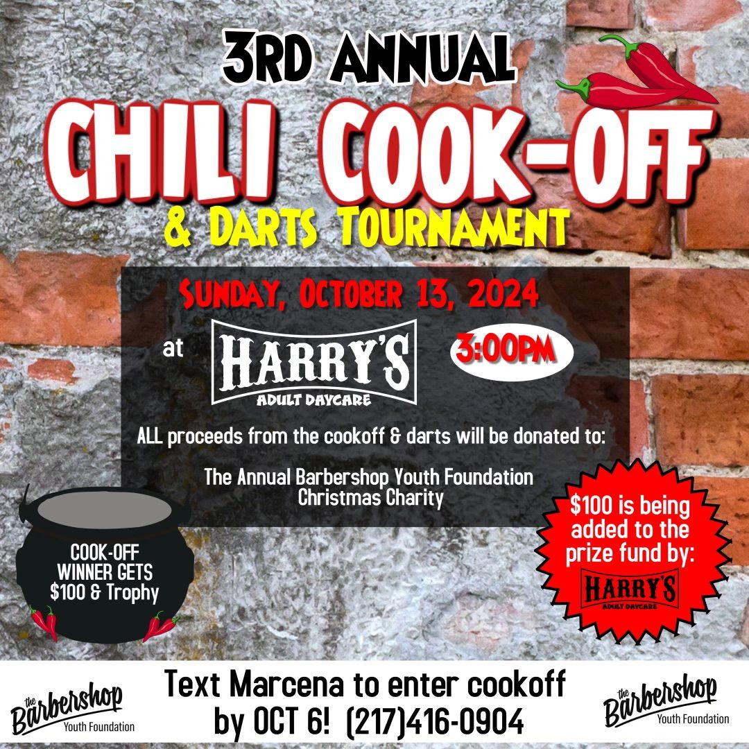 HARRY\u2019S 3rd ANNUAL CHILI COOK OFF AND DARTS TOURNAMENT