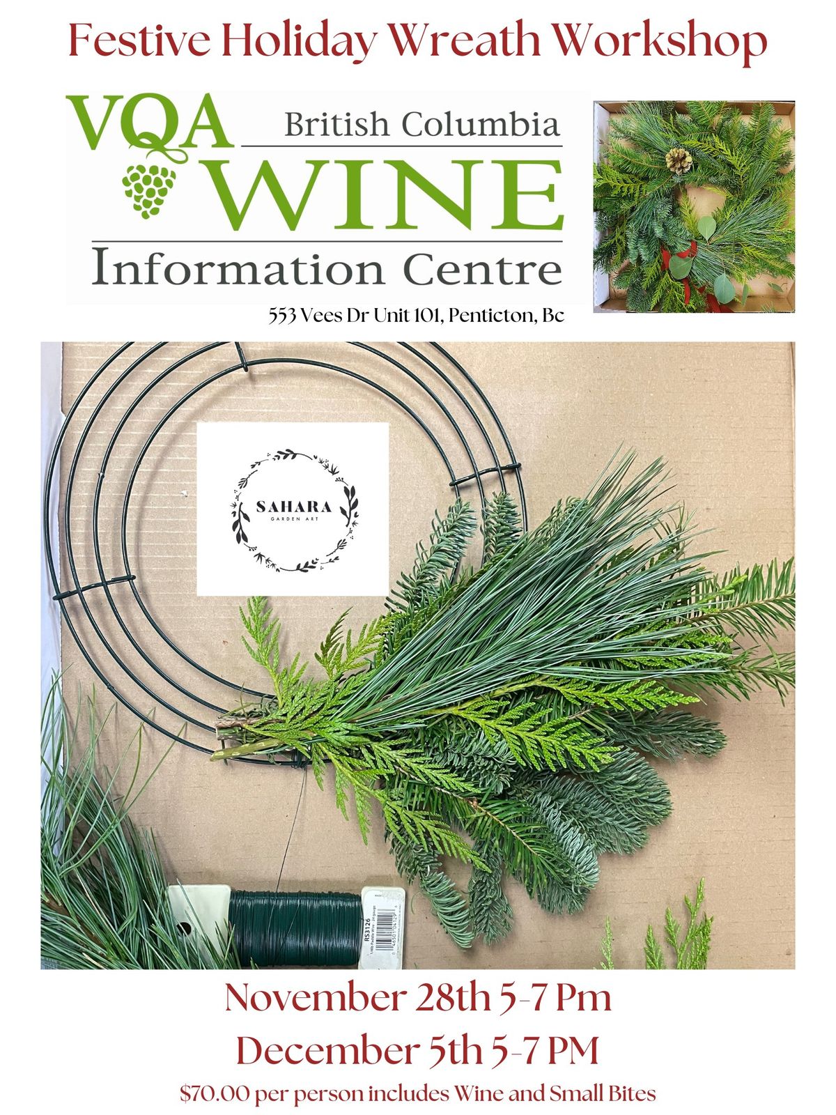 Festive Holiday Wreath Workshop at Wine Information Centre