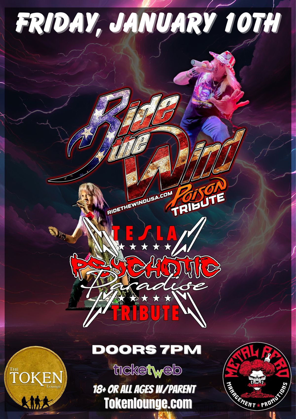 Ride The Wind [Poison Tribute] & Psychotic Paradise [Tesla Tribute] LIVE! at The Token Lounge