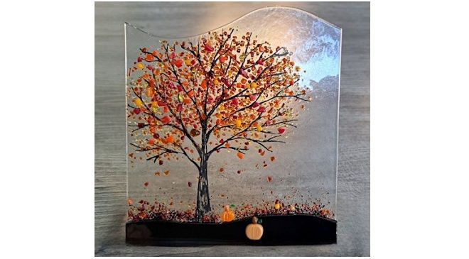 Fused Glass Fall Scene