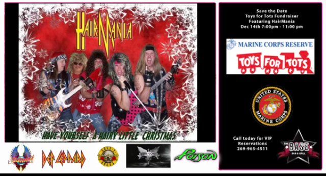 HairMania | Toys for Tots Holiday Jam | The Base Bar 