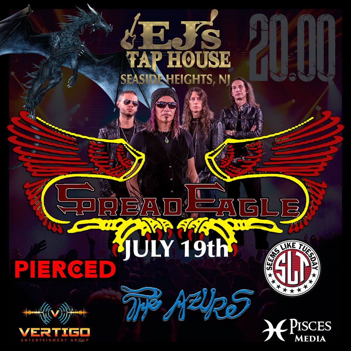 The Azures return to EJ's Tap House with Spread Eagle, Pierced & more!