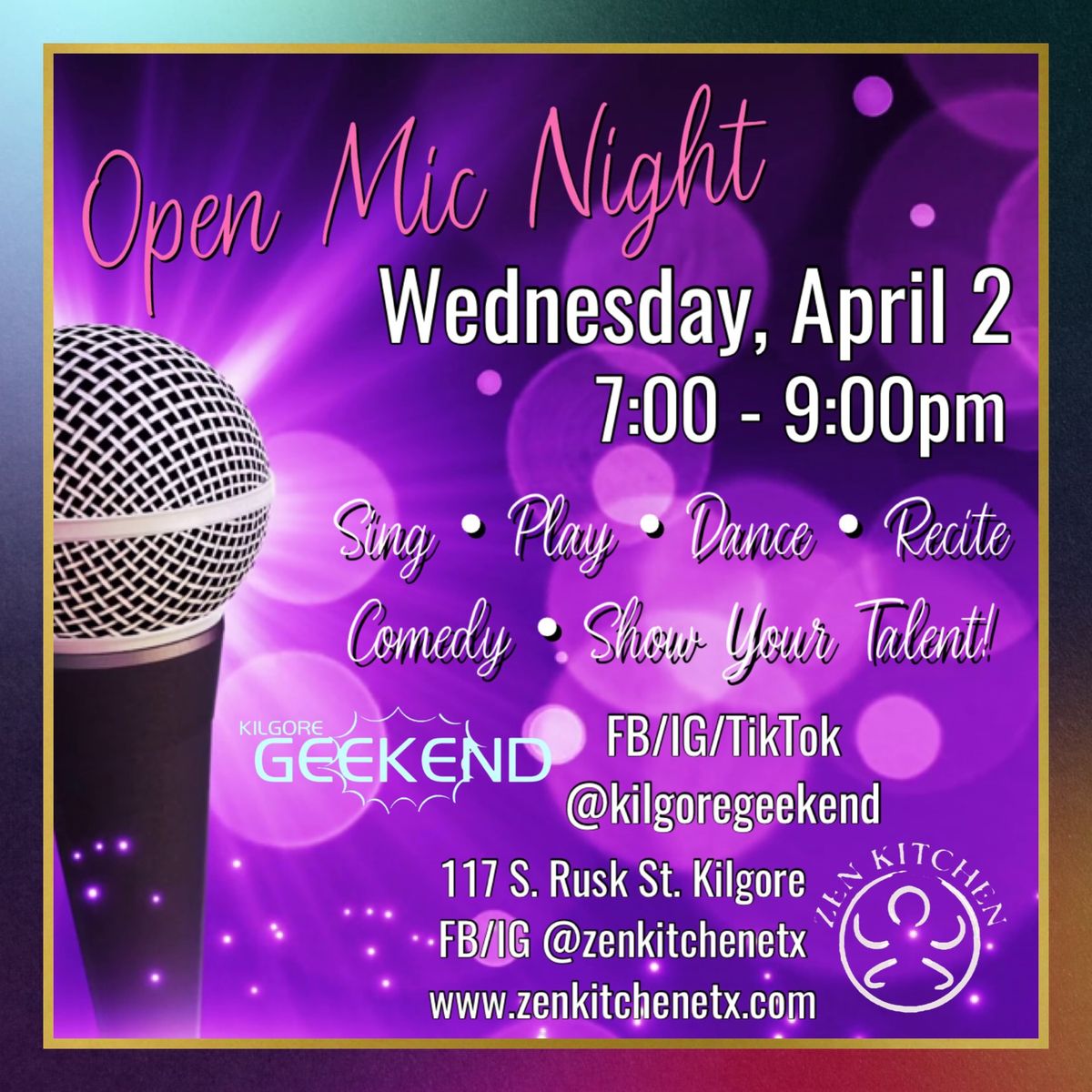 Open Mic Night at Zen Kitchen \ud83c\udfa4