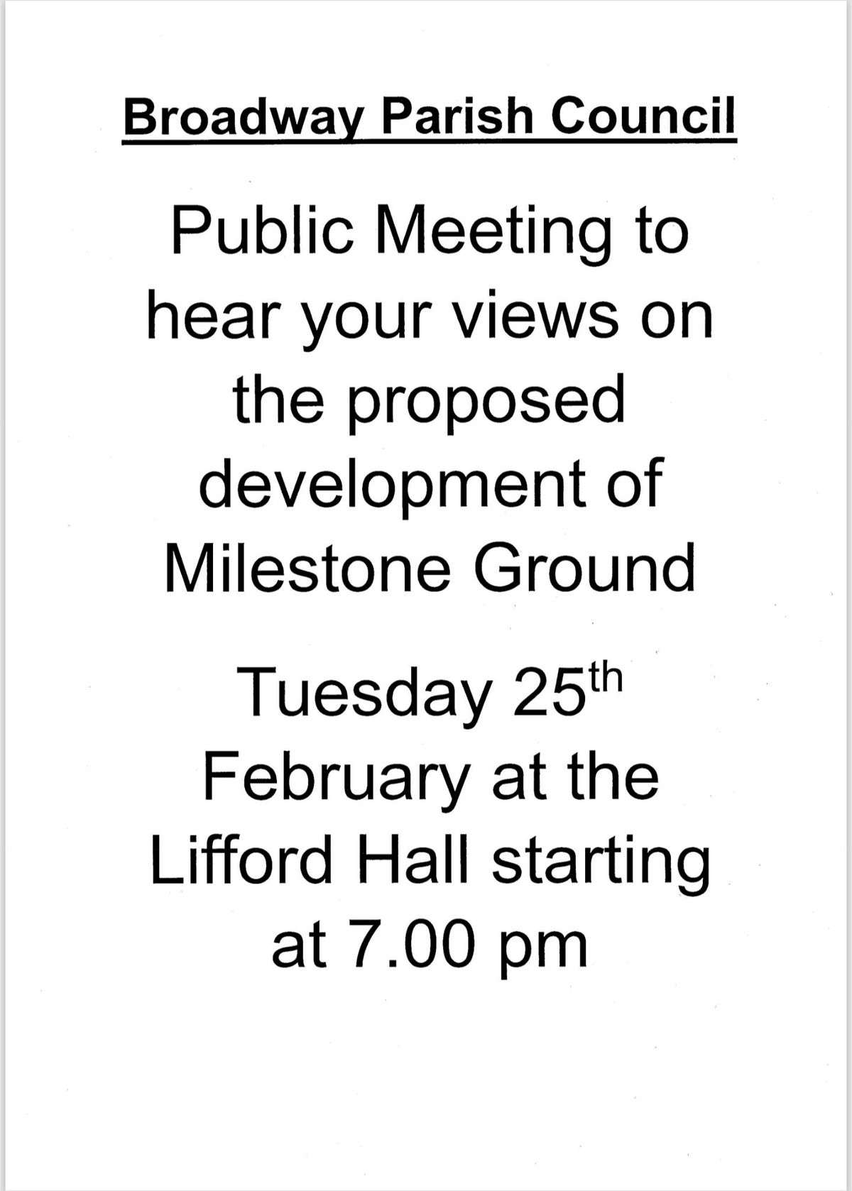 Milestone Ground Public Meeting