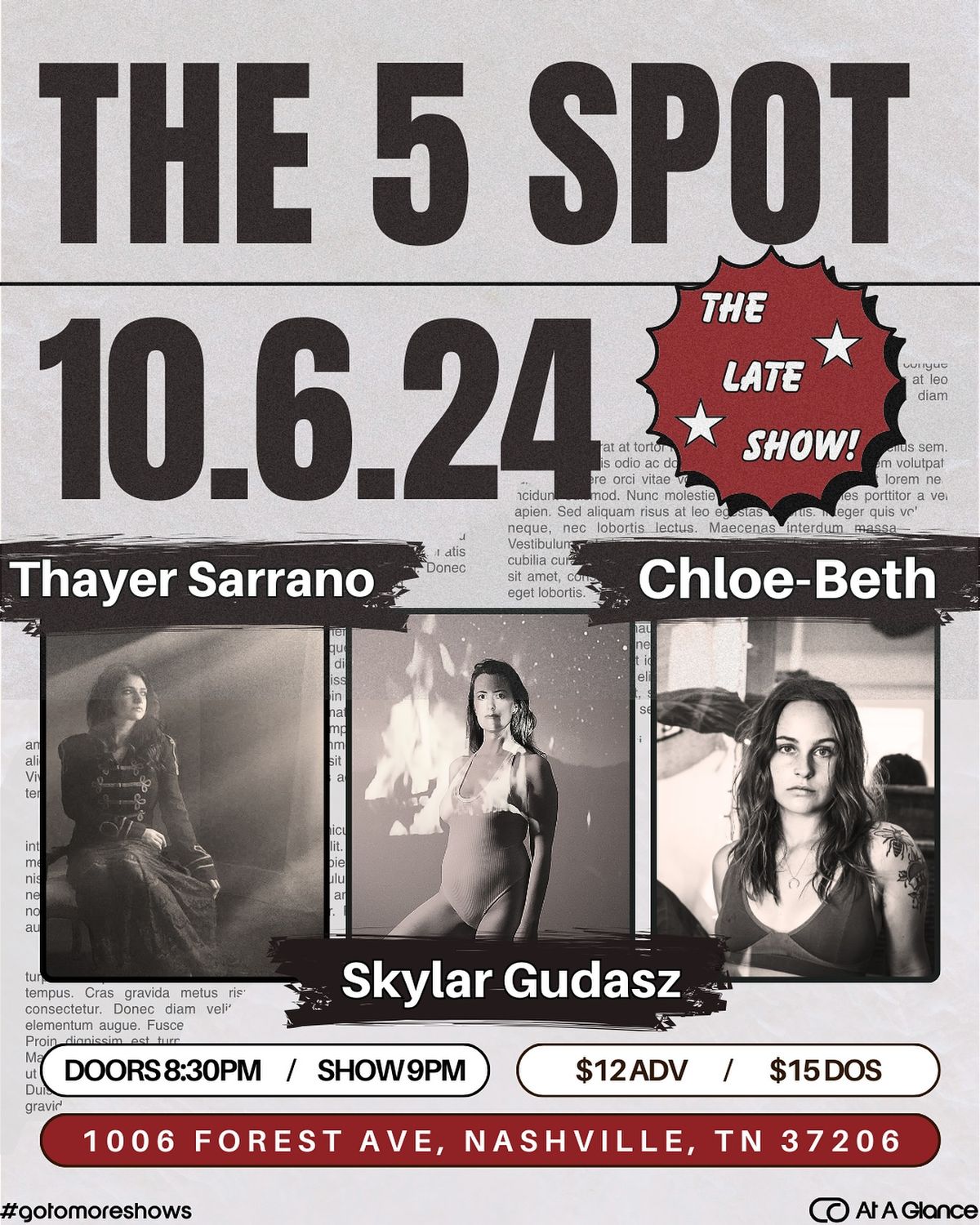 Skylar Gudasz at The 5 Spot - Nashville, TN w\/ Thayer Sarrano, Chloe-Beth