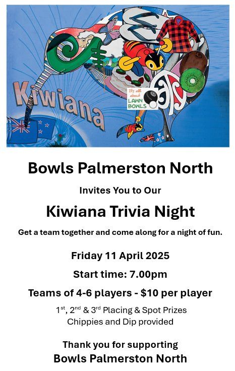 Bowls Palmerston North - Kiwiana Trivia Night