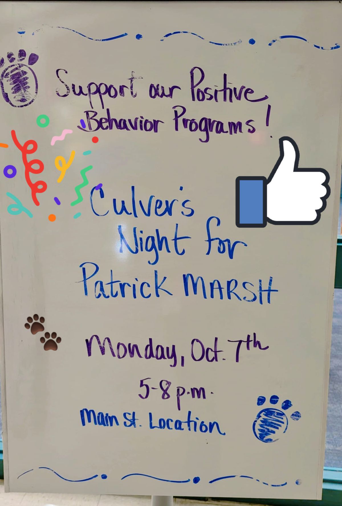 Culver's Family Night for Patrick Marsh 