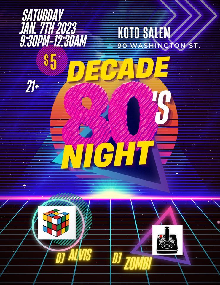 Decade 80s Night in January 2023