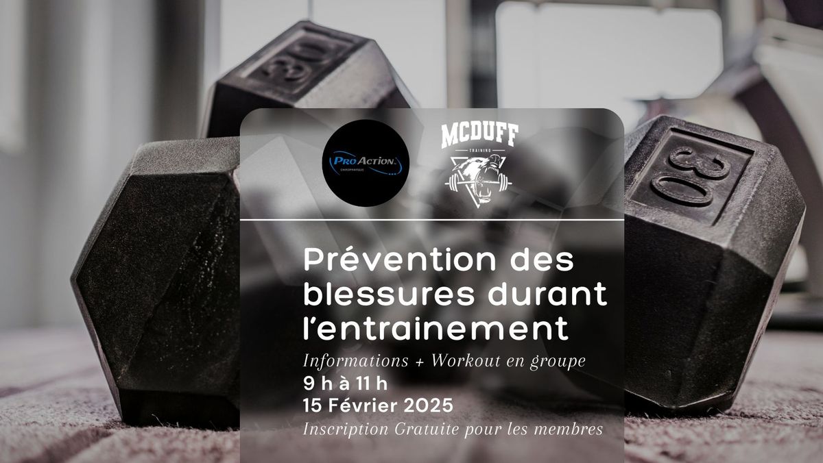 Atelier Pr\u00e9vention des blessures - Ouvert aux membres seulement